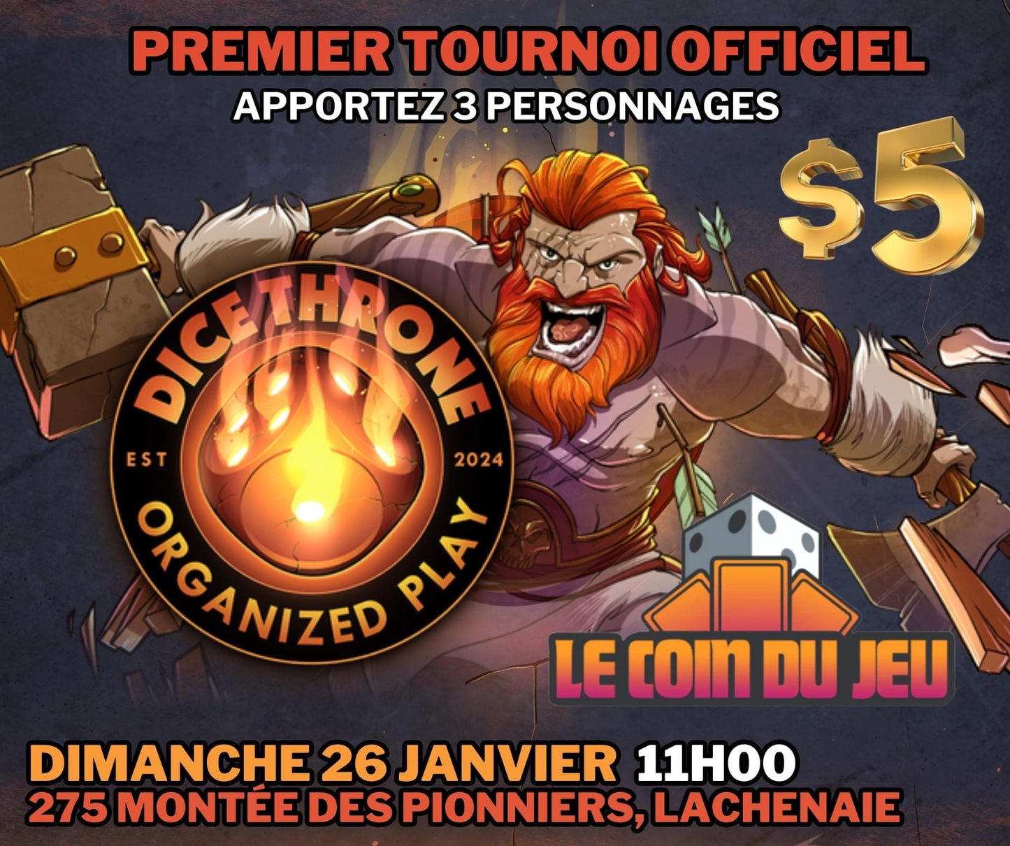 Événement Dice Throne - Dimanche 26 janvier 11h (Lachenaie)