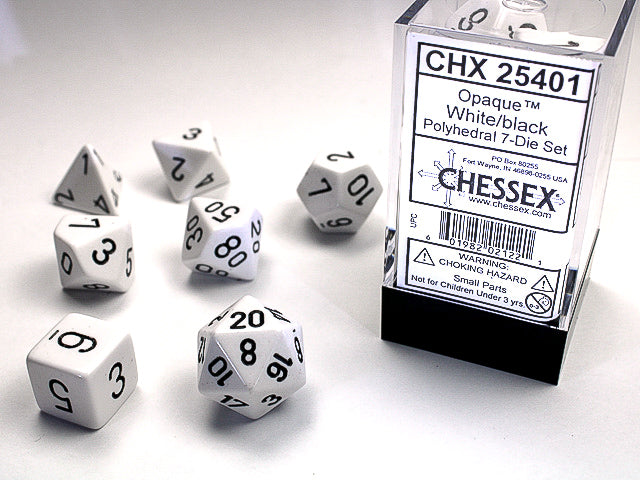 OPAQUE 7-DIE SET WHITE/BLACK