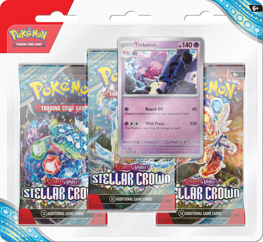 Pokemon SV7 Stellar Crown 3PK Blister Tinkaton