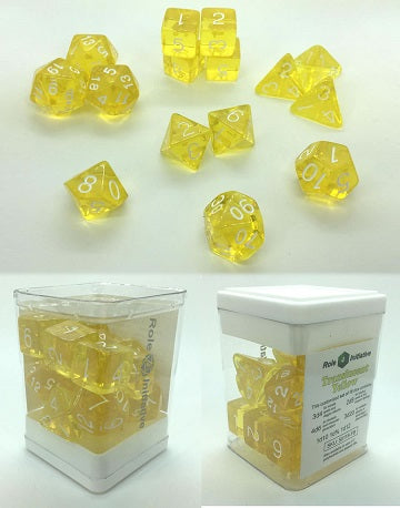 SET OF 15 DICE: TRANSLUCENT YELLOW