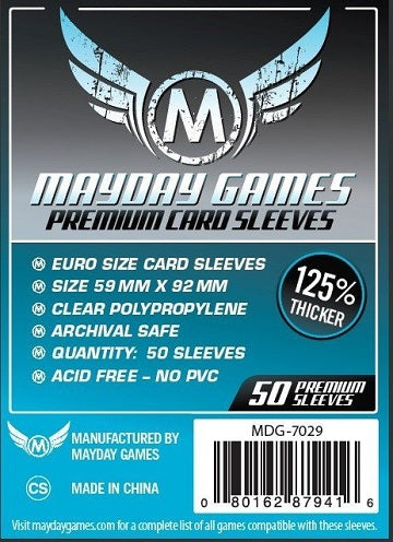 MAYDAY THICK EURO SLEEVES 59MM X 92MM 50CT