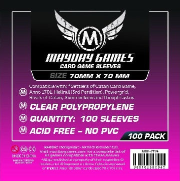 MAYDAY STANDARD SMALL SQUARE SLEEVES 70mmX70mm 100CT