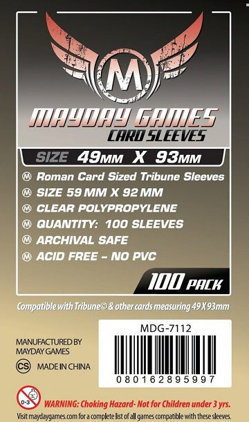 MAYDAY STANDARD TRIBUNE SLEEVES 49mm X 93mm 100CT
