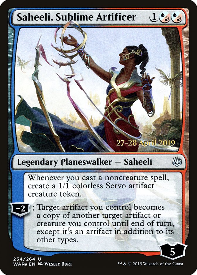 Saheeli, Sublime Artificer (234s★) JA [War of the Spark Promos]