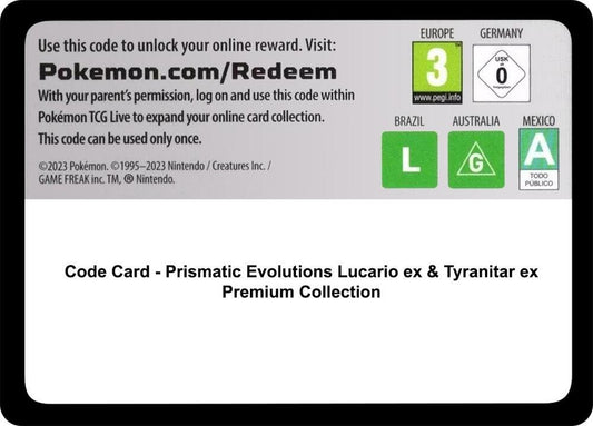 Code Card - Prismatic Evolutions Lucario ex & Tyranitar ex Premium Collection [Miscellaneous Cards and Products]