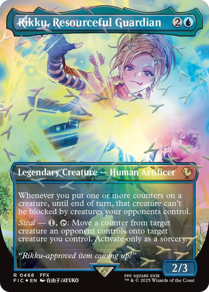 Rikku, Resourceful Guardian (Borderless) (Chocobo Track Foil) (468) [Final Fantasy Commander]