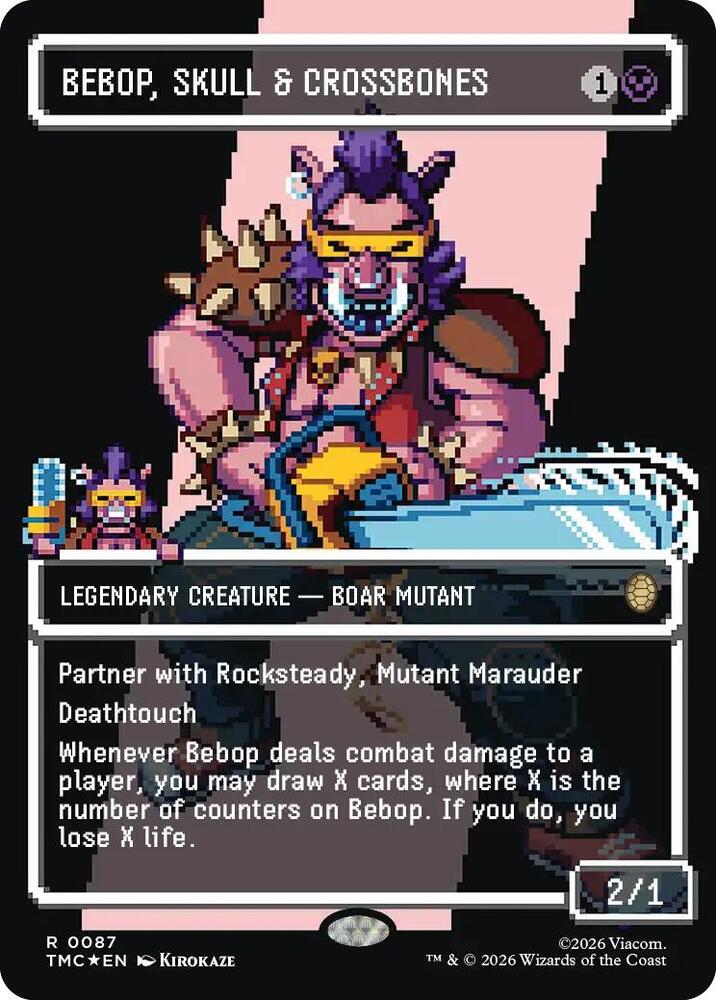 Bebop, Skull & Crossbones (Borderless) (Surge Foil) (87) [Teenage Mutant Ninja Turtles Commander]