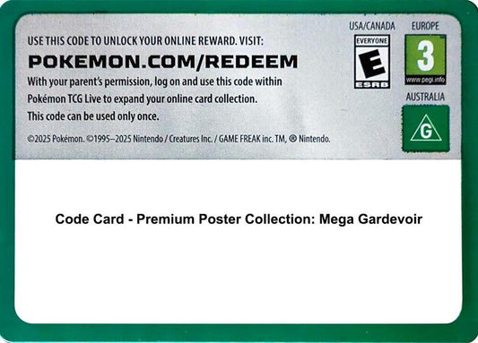 Code Card - Premium Poster Collection: Mega Gardevoir [ME: Ascended Heroes]