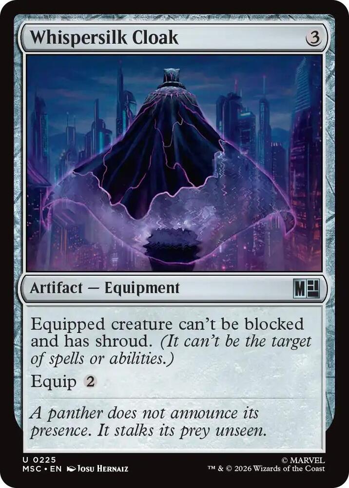 Whispersilk Cloak (Surge Foil) (225) [Marvel Super Heroes Commander]