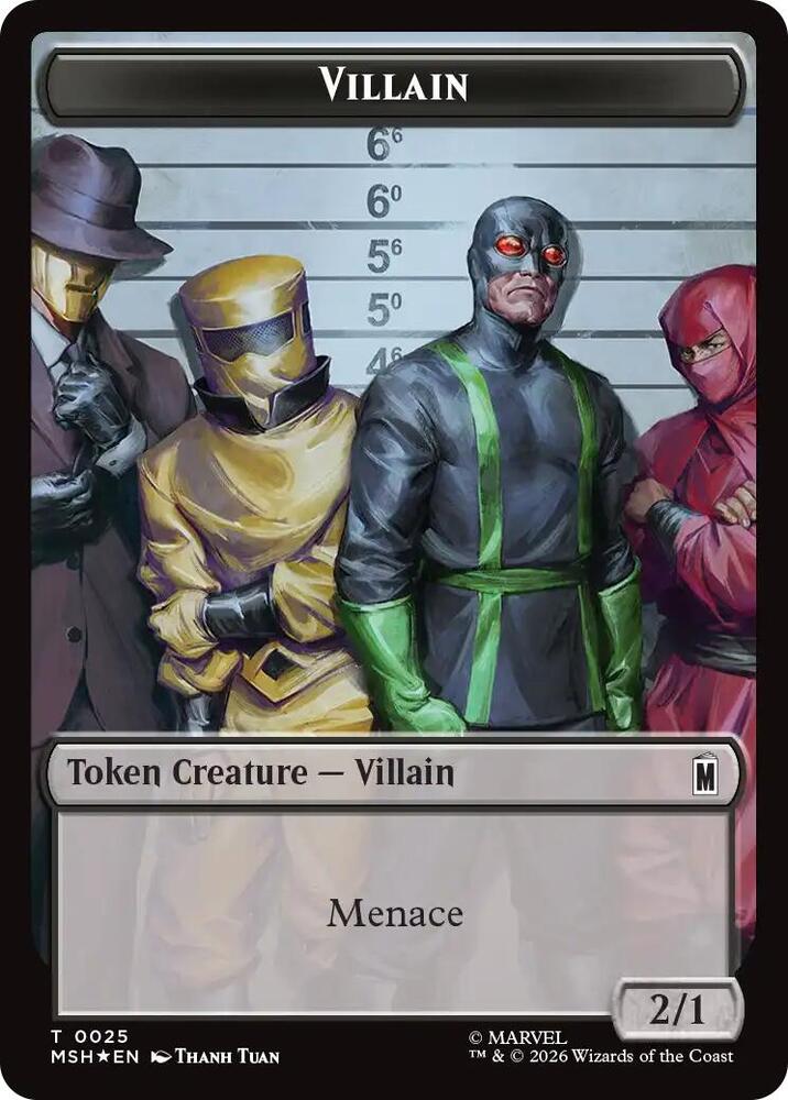 Villain // Robot Villain Double-Sided Token (025//026) (Surge Foil) (025/026) [Marvel Super Heroes]