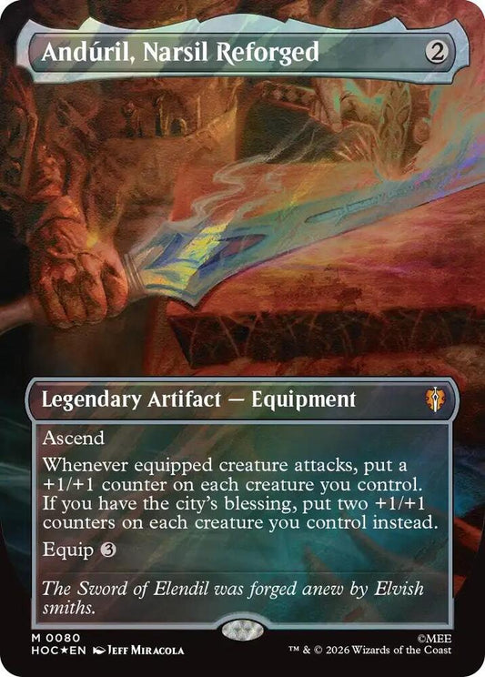 Anduril, Narsil Reforged (Borderless) (Surge Foil) (80) [The Hobbit: Eternal-Legal]