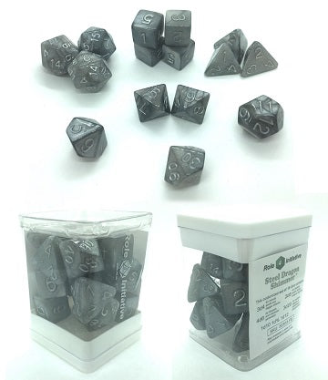 SET OF 15 DICE: STEEL DRAGON SHIMMER