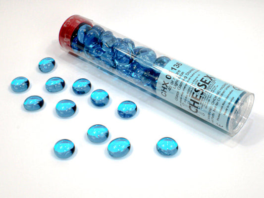 GLASS STONES LIGHT BLUE, QTY 40/5.5" TUBE