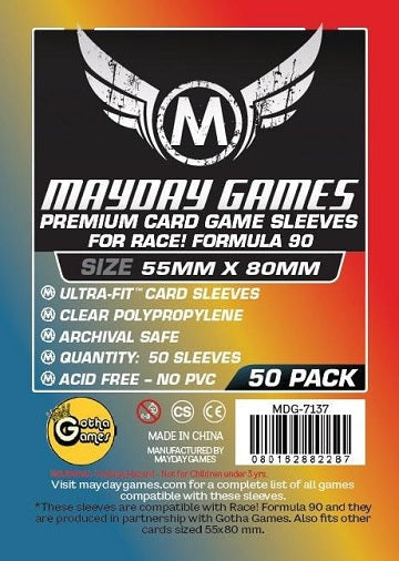 MAYDAY PREMIUM RACE FORMULA 90 SLEEVES 55mm X 80mm 50CT