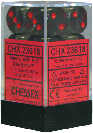 TRANSLUCENT 12D6 SMOKE/RED 16MM