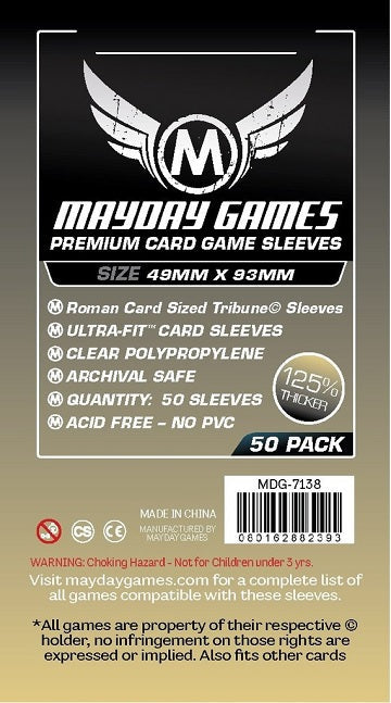 MAYDAY PREMIUM TRIBUNE SLEEVES 49mm X 93mm 50CT