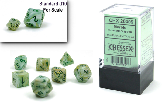 MINI MARBLE 7-DIE SET GREEN/DARK GREEN