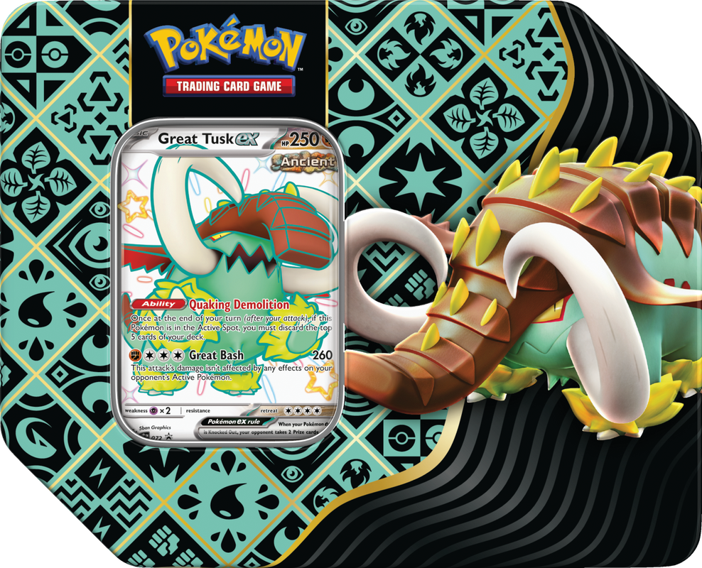 Pokemon SV4.5 Paldean Fates Tin Great Tusk EX