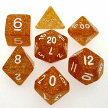 Glitter 7-Dice Set Yellow/White Plug Tube